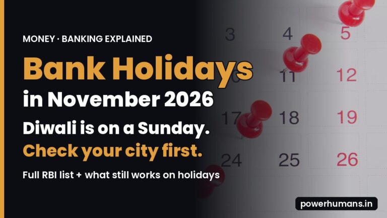 Bank Holidays in November 2026: Diwali Falls on a Sunday, So Check Your City Before You Plan (Full RBI List)