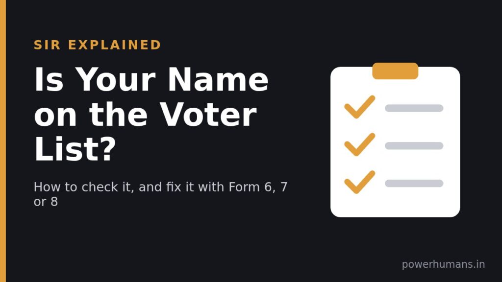 Graphic reading 'Is Your Name on the Voter List?' with an orange-ticked checklist clipboard